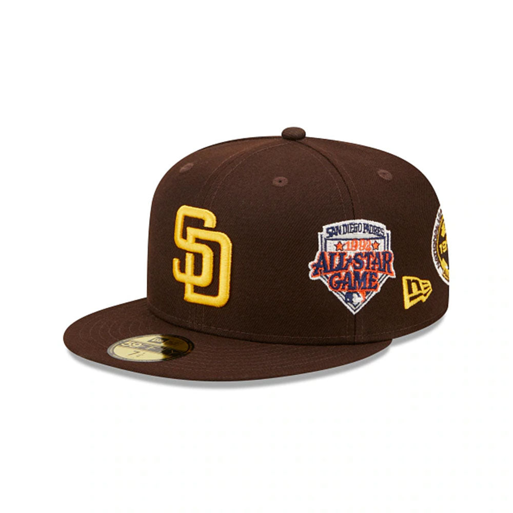 SAN DIEGO PADRES COOPERSTOWN MULTI PATCH BROWN 59FIFTY FITTED CAP