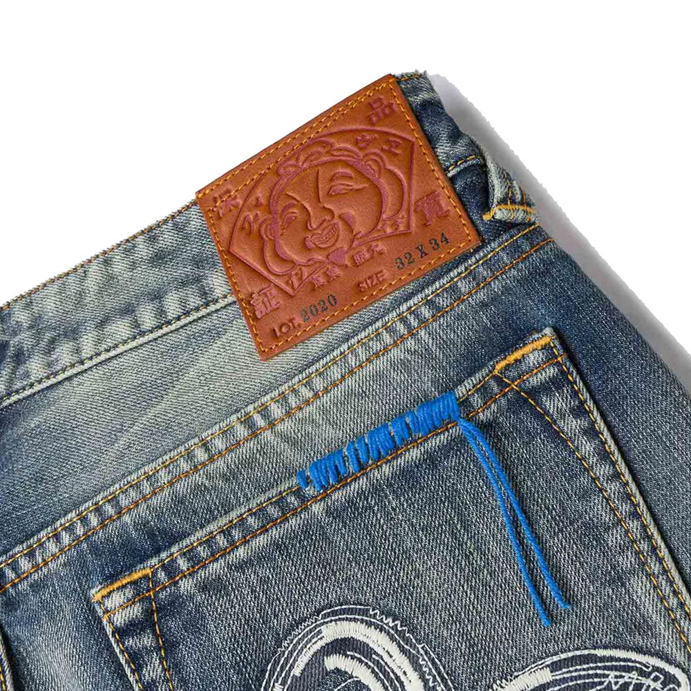 7-POCKET DESIGN WITH SEAGULL EMBROIDERY WASHED REGULAR FIT JEANS #2020