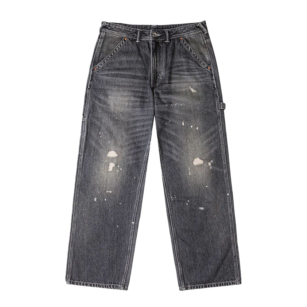 WASHED AND DISTRESSED DAICOCK PRINT RELAX FIT JEANS