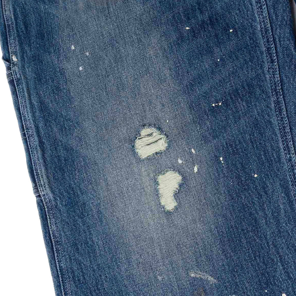 WASHED AND DISTRESSED DAICOCK PRINT RELAX FIT JEANS