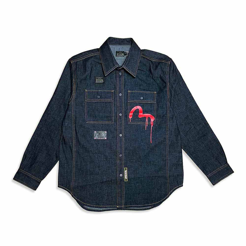 EVISU X ESFERA EBBASTA DAICOCK DENIM SHIRT