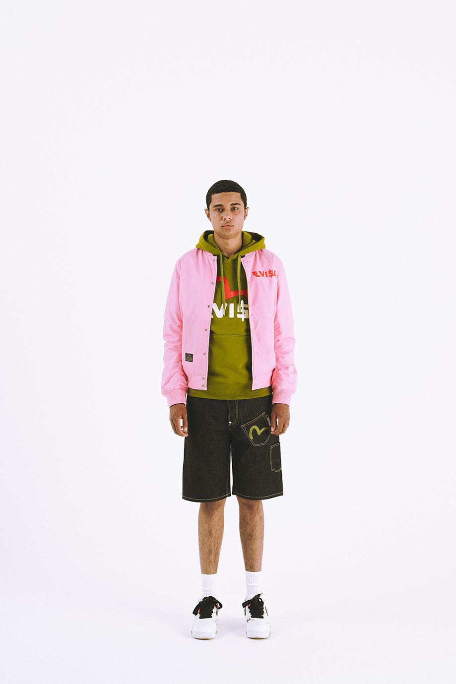 EVISU X ESFERA EBBASTA DAICOCK DENIM SHORTS