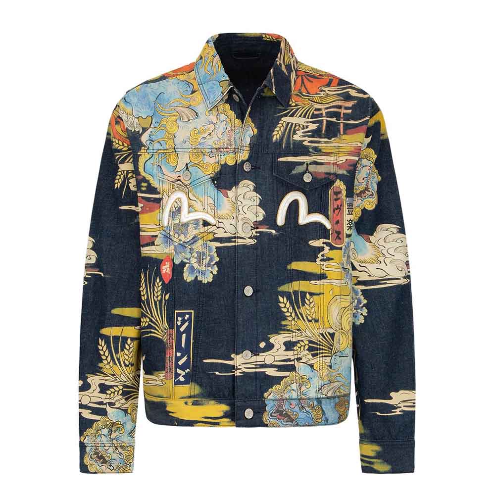 KOMAINU VINTAGE JAPANESE PAINTING PRINT DENIM JACKET