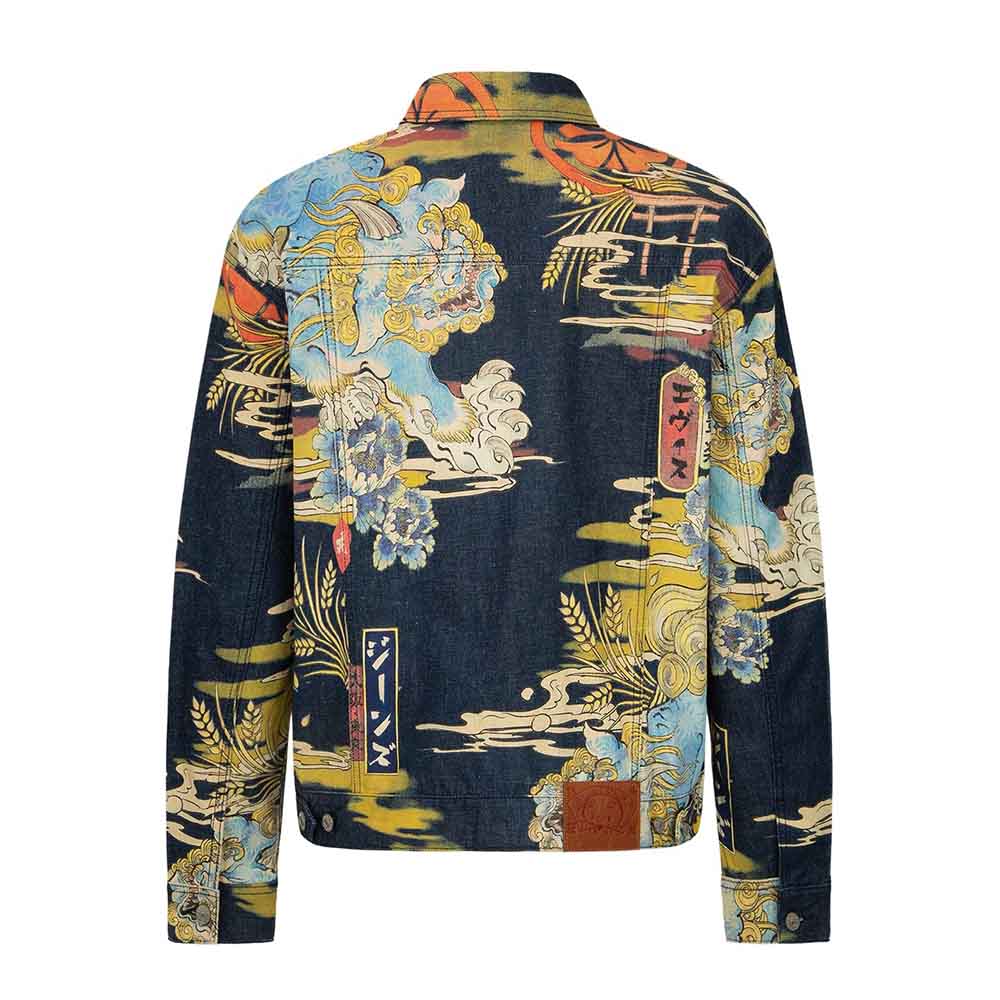 KOMAINU VINTAGE JAPANESE PAINTING PRINT DENIM JACKET