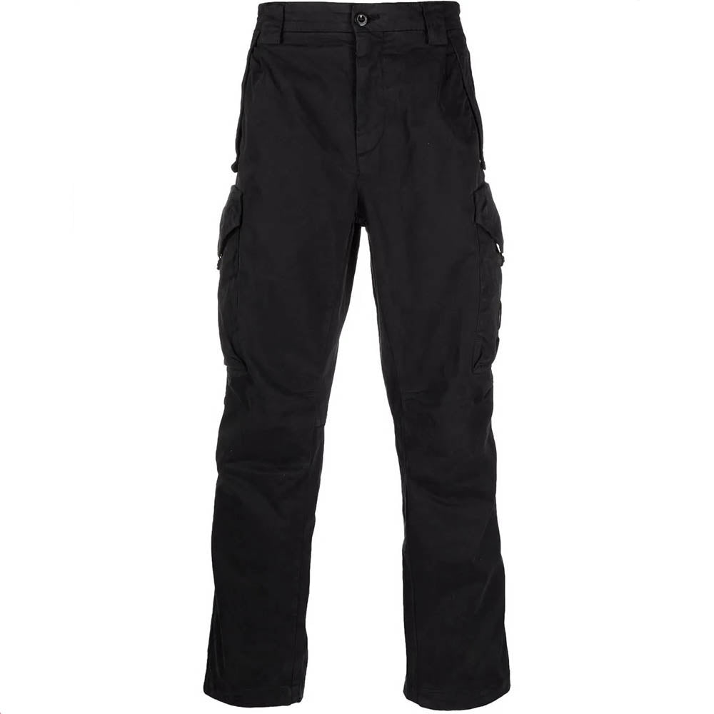 GARMENT DYED SATINADO STRETCH CARGO PANTS BLACK