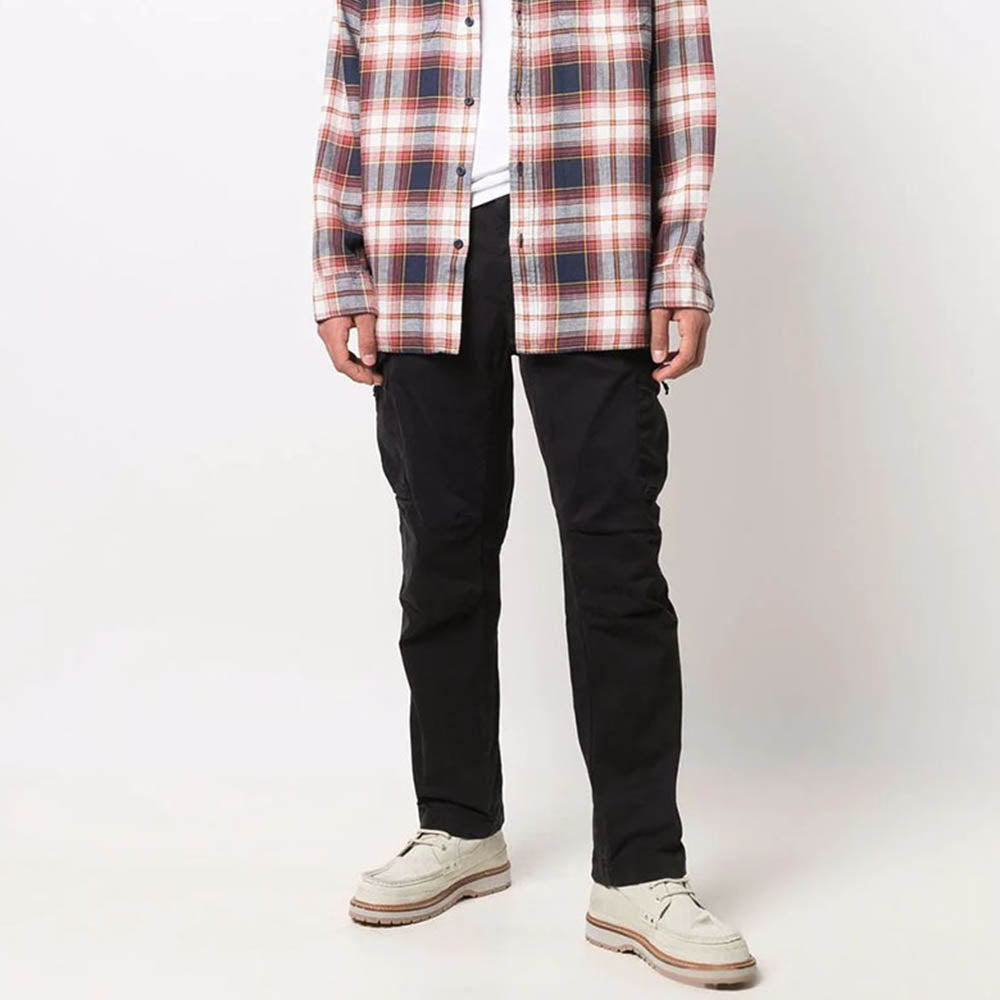 GARMENT DYED SATINADO STRETCH CARGO PANTS BLACK