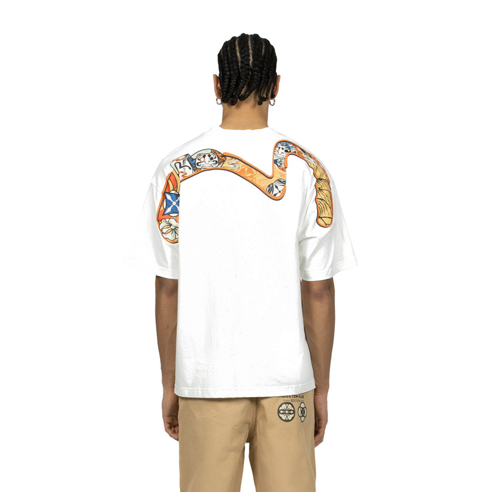 MULTI-HANAFUDA PATCHES DAICOCK PRINT T-SHIRT