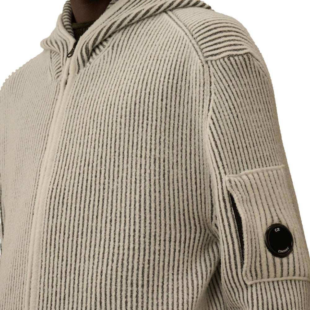 FLEECE KNIT HOODED FULL ZIP SWEATER