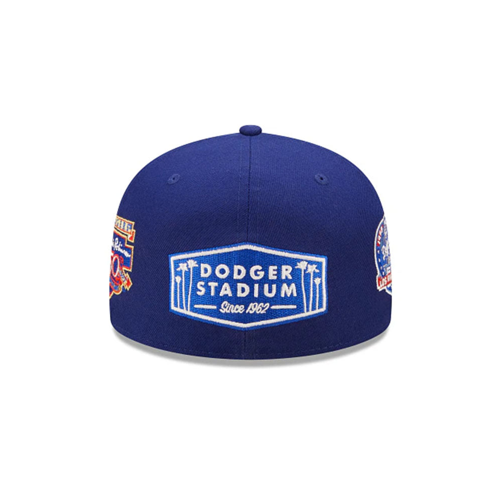 LA DODGERS COOPERSTOWN MULTI PATCH BLUE 59FIFTY FITTED CAP