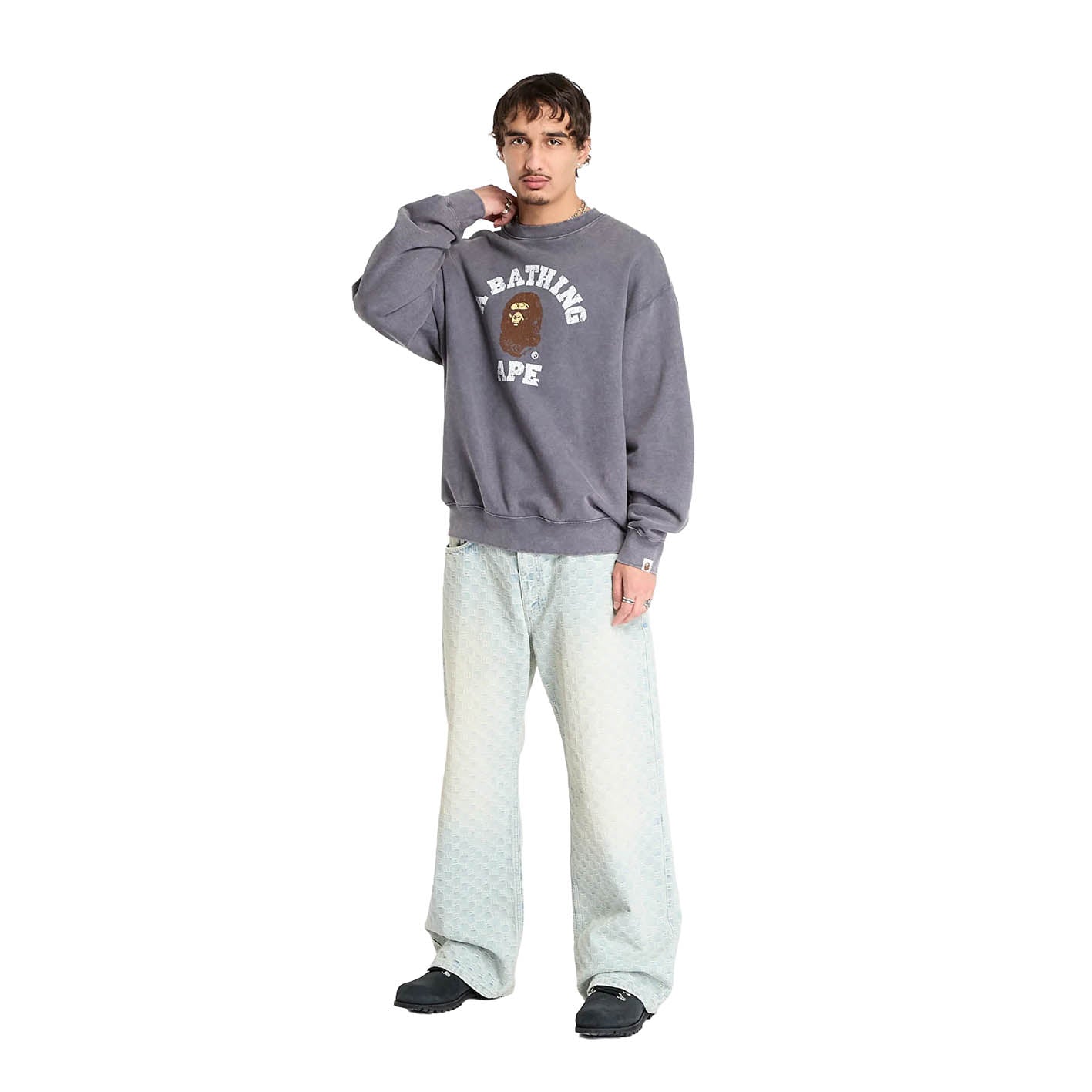 GARMENT DYE COLLEGE RELAXED FIT CREWNECK SWEAT
