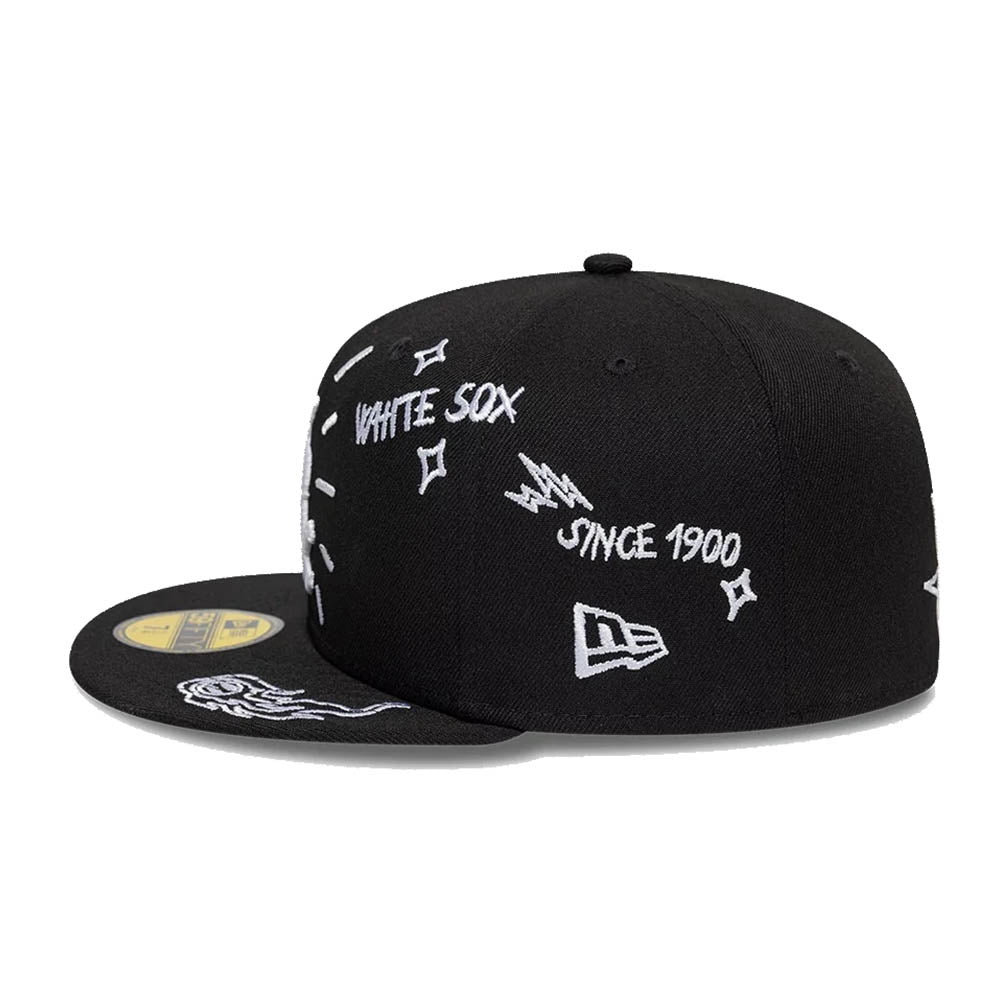 CHICAGO WHITE SOX MLB SCRIBBLE BLACK 59FIFTY CAP