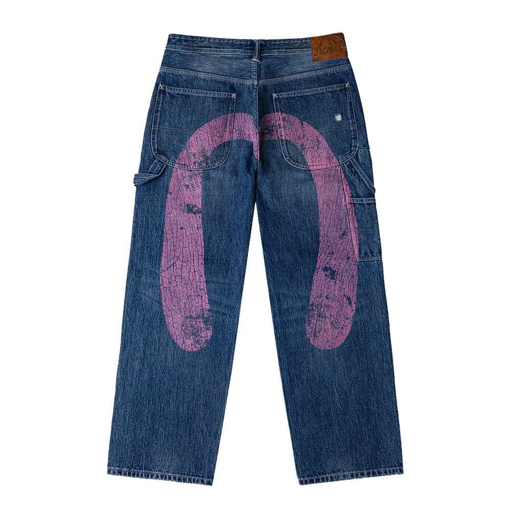 WASHED AND DISTRESSED DAICOCK PRINT RELAX FIT JEANS